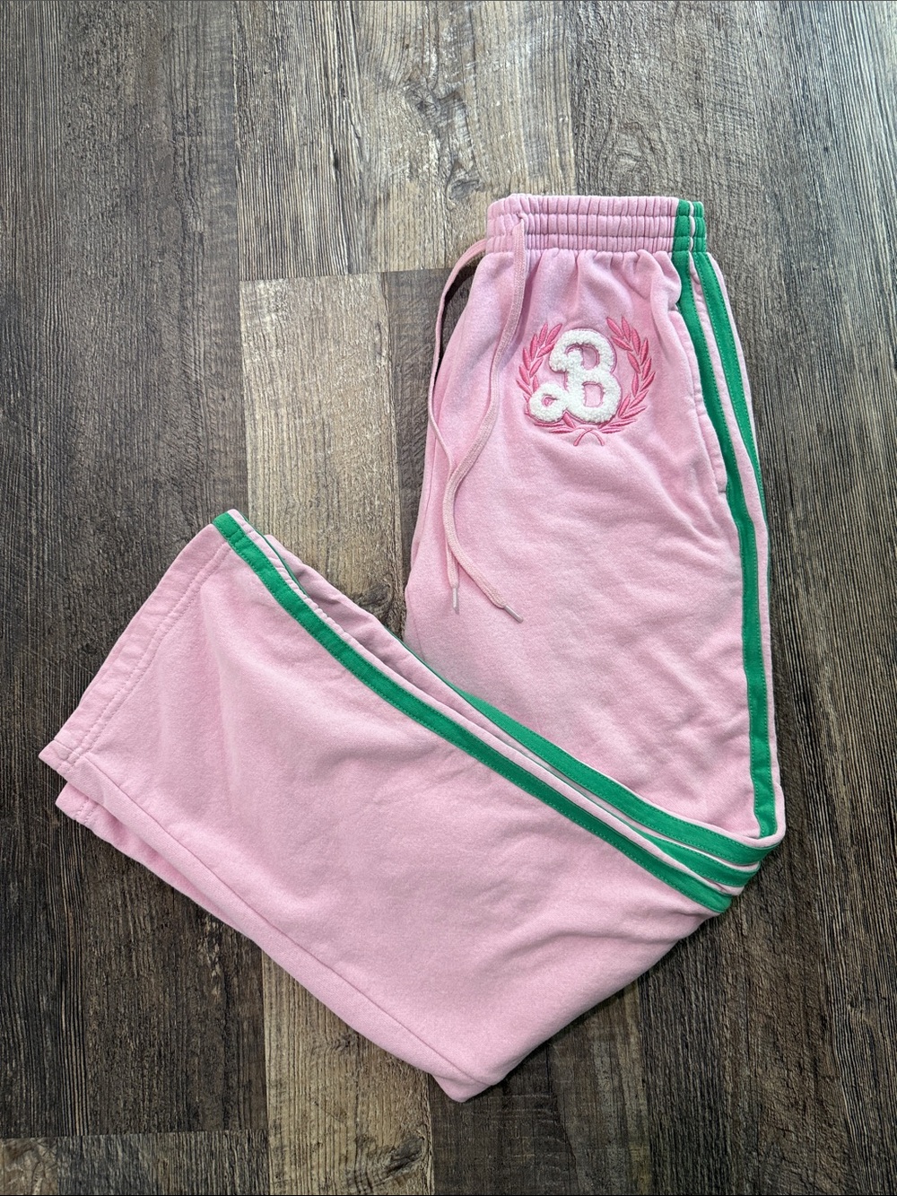 Hybrid Barbie Track Pants Pink Green Striped Logo Sweatpants Women’s Small
